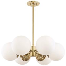 Mitzi Paige 26" Wide Aged Brass 6-Light Chandelier
