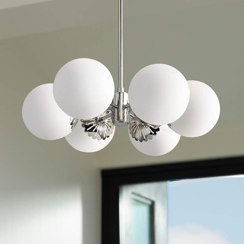 Image 1 Mitzi Paige 26" Wide Polished Nickel 6-Light Chandelier