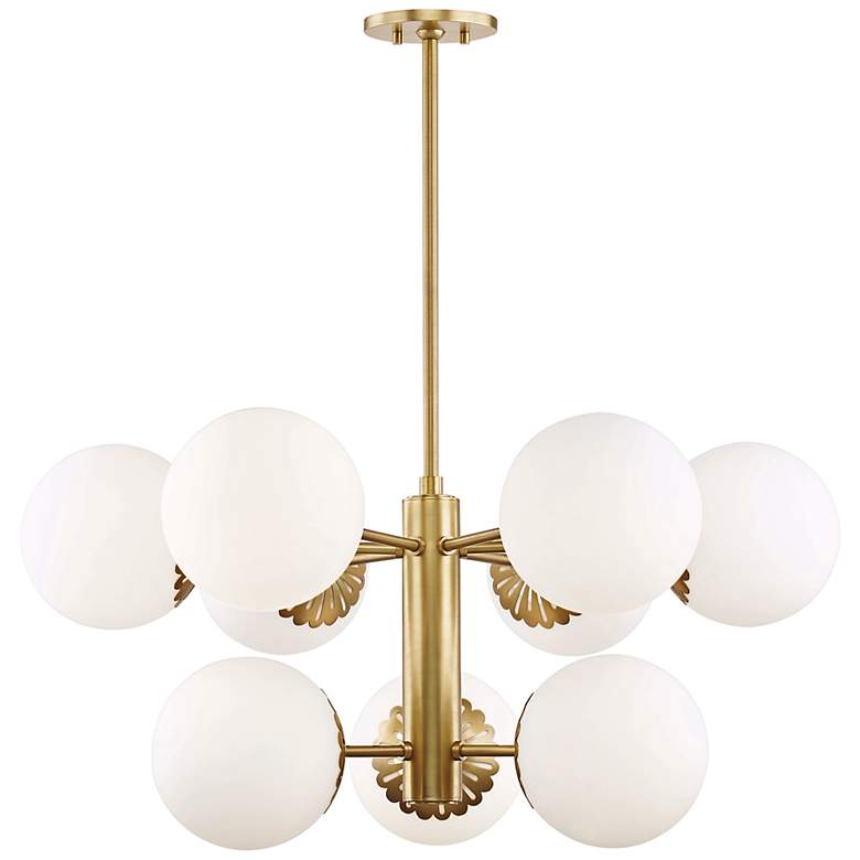 Image 2 Mitzi Paige 33" Wide Aged Brass 9-Light Chandelier