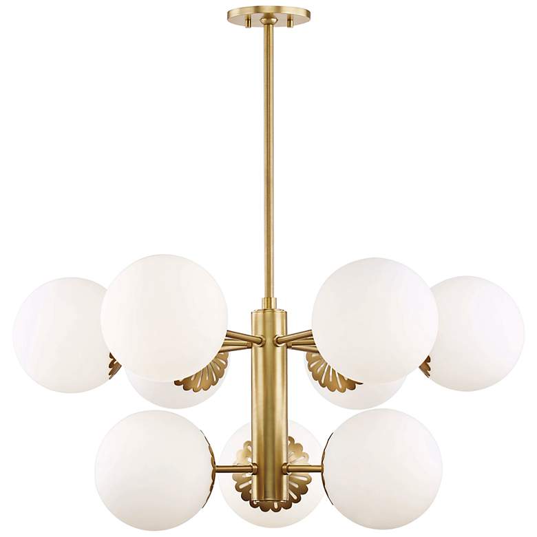 Image 2 Mitzi Paige 33 inch Wide Aged Brass 9-Light Chandelier