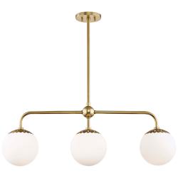 Mitzi Paige 37" Wide Three Globe Aged Brass Kitchen Island Pendant