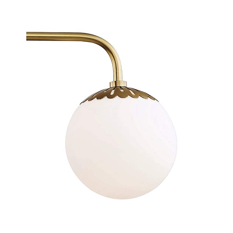 Image 3 Mitzi Paige 37" Wide Three Globe Aged Brass Kitchen Island Pendant more views