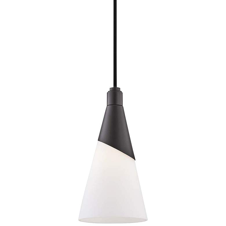 Image 2 Mitzi Parker 5"W Glossy Black with Matte Glass Mini Pendant