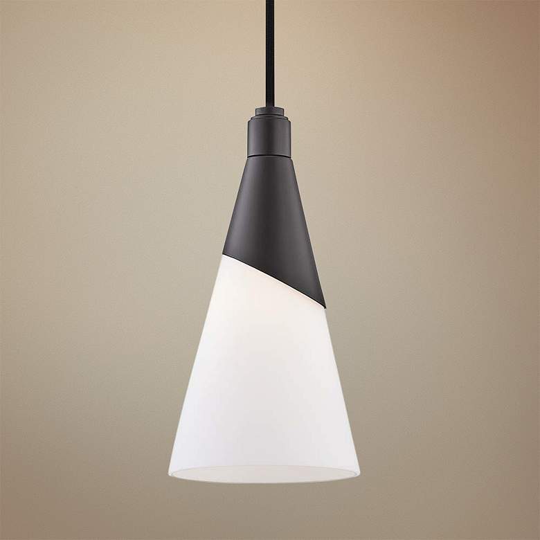 Image 1 Mitzi Parker 5"W Glossy Black with Matte Glass Mini Pendant