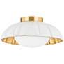 2_Mitzi Penelope 14"W Aged Brass and Satin White Ceiling Light