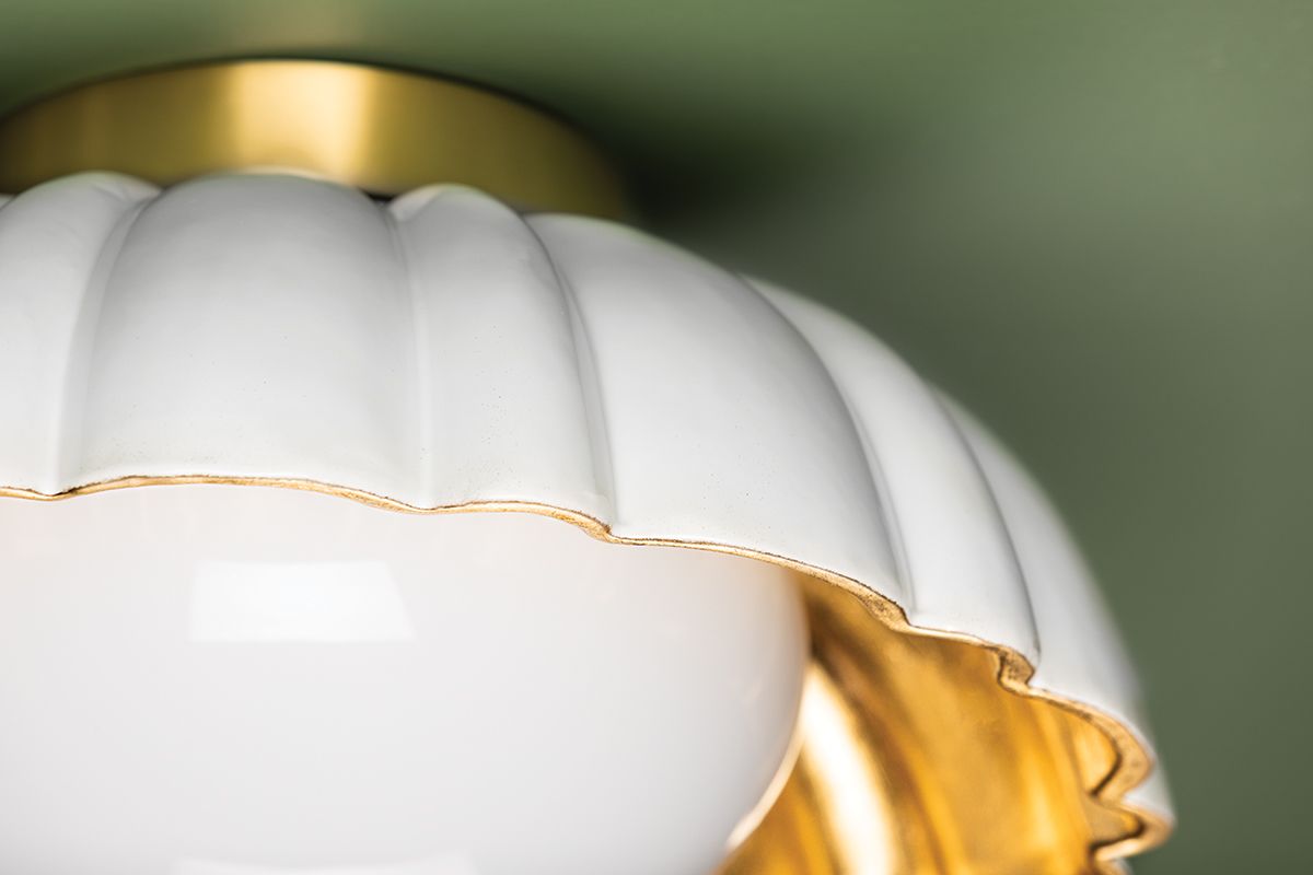 Image 5 Mitzi Penelope 14"W Aged Brass and Satin White Ceiling Light more views