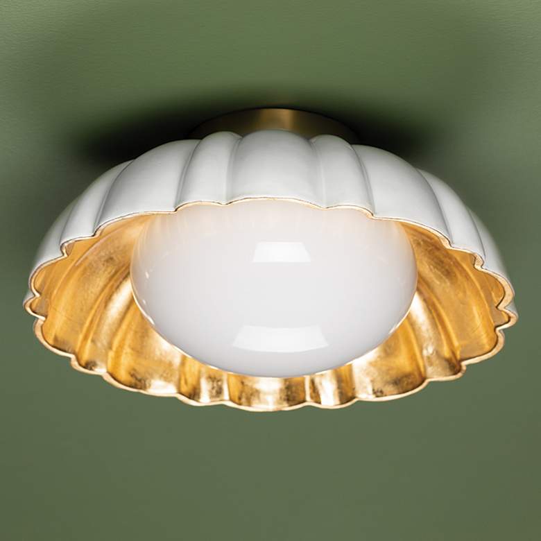 Image 1 Mitzi Penelope 28" Aged Brass 1 Light Flush Mount