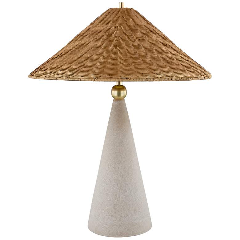Image 1 Mitzi Perilla 28" High Modern Wicker Shade White Ceramic Table Lamp