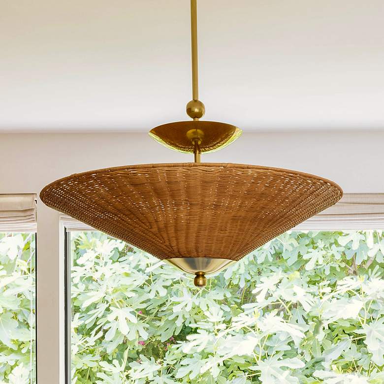Image 1 Mitzi Perilla 30" Wide Aged Brass Pendant Light