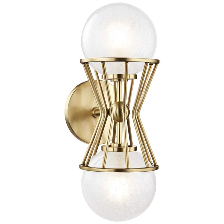 Image 1 Mitzi Petra 14 1/4" High Aged Brass 2-Light Wall Sconce