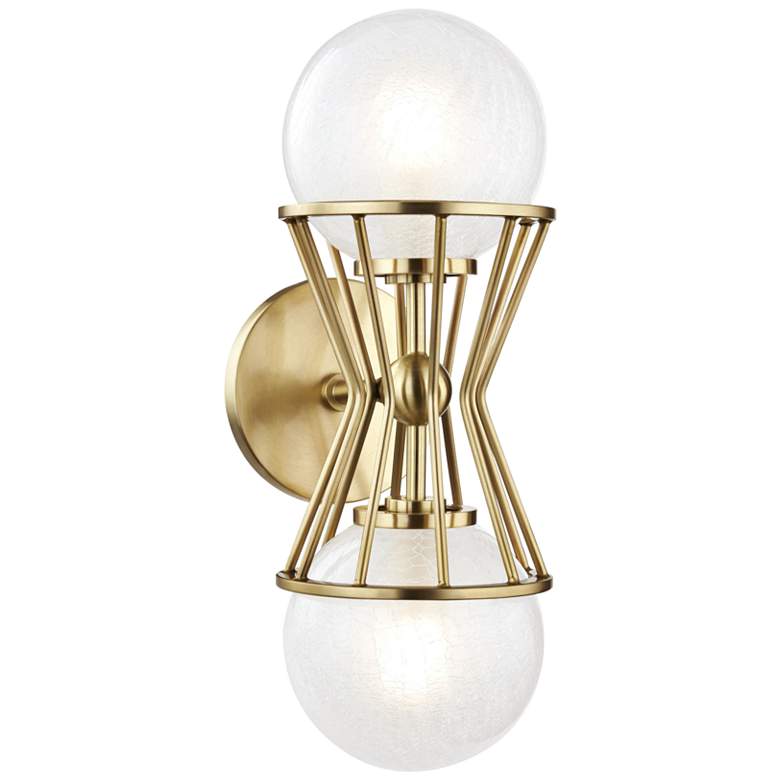 Image 1 Mitzi Petra 14 1/4 inch High Aged Brass 2-Light Wall Sconce