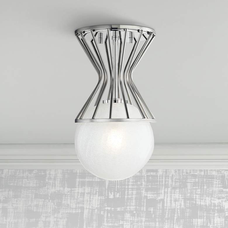 Image 1 Mitzi Petra 7 3/4 inch Wide Polished Nickel Ceiling Light