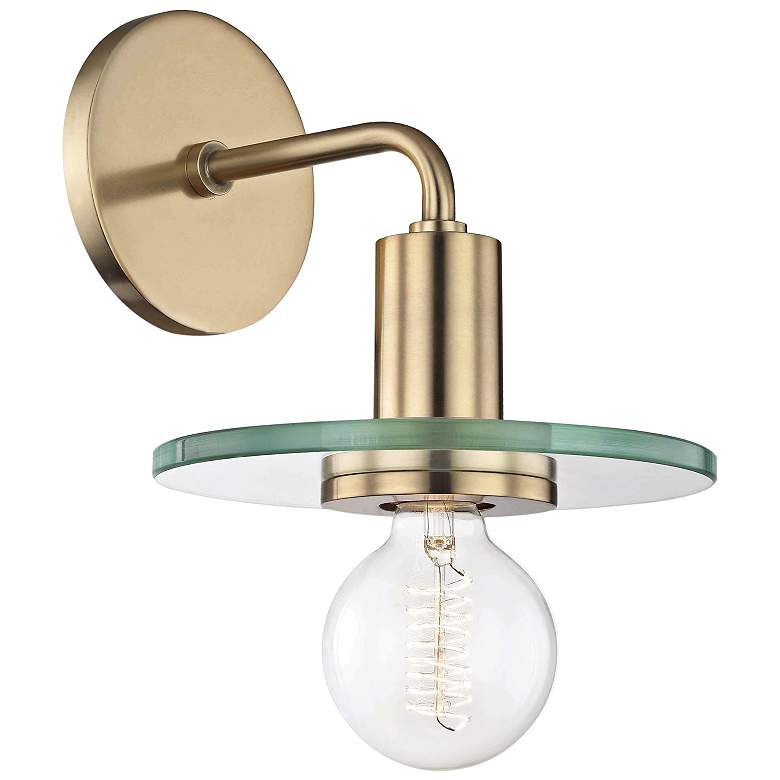 Image 1 Mitzi Peyton 11 1/4" High Aged Brass Wall Sconce