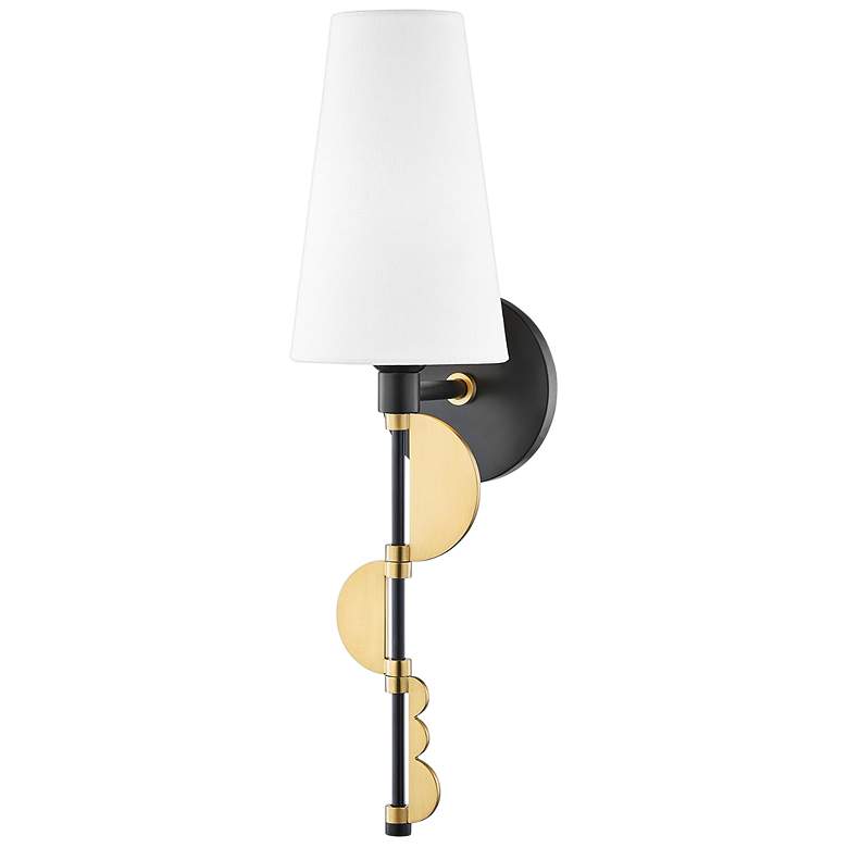Image 1 Mitzi Phoenix 19 1/2" High Aged Brass and Black Wall Sconce