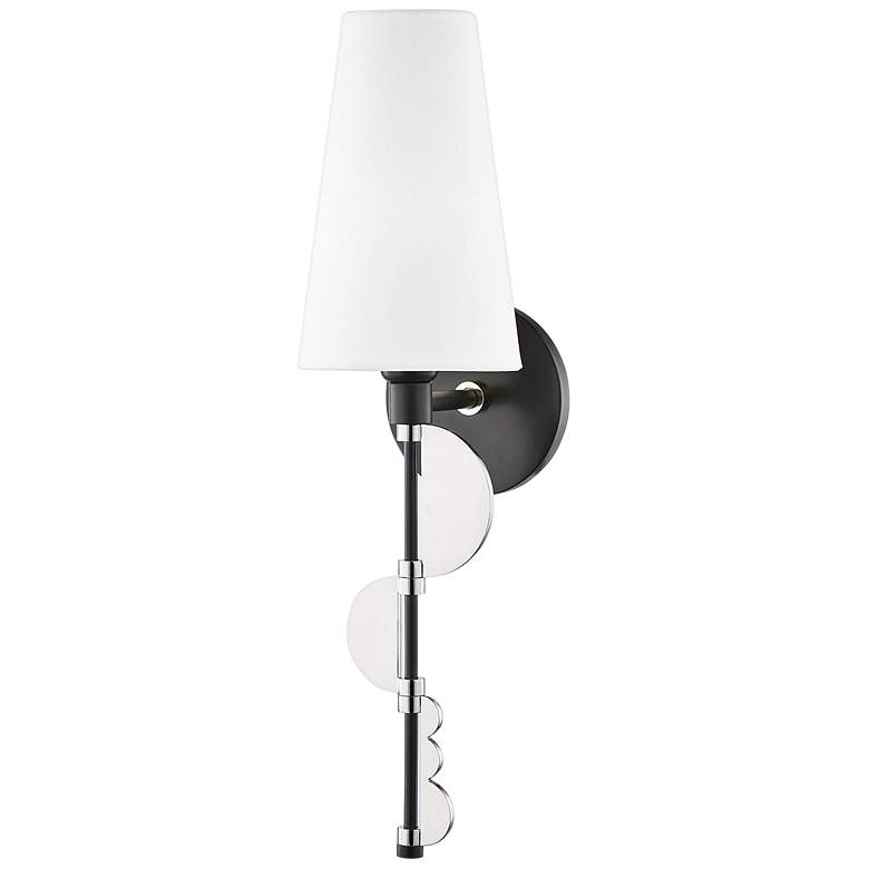 Image 1 Mitzi Phoenix 19 1/2 inchH Polished Nickel and Black Wall Sconce