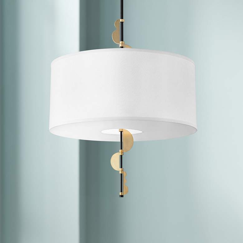 Image 1 Mitzi Phoenix 22" Wide Aged Brass and Black Pendant Light