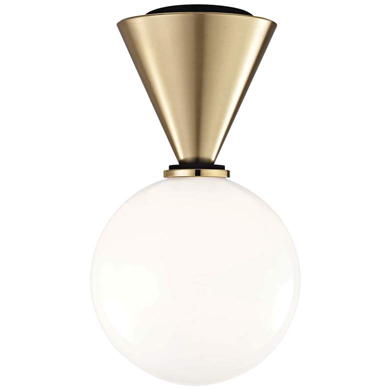 Image 1 Mitzi Piper 7 1/2" Wide Aged Brass LED Ceiling Light