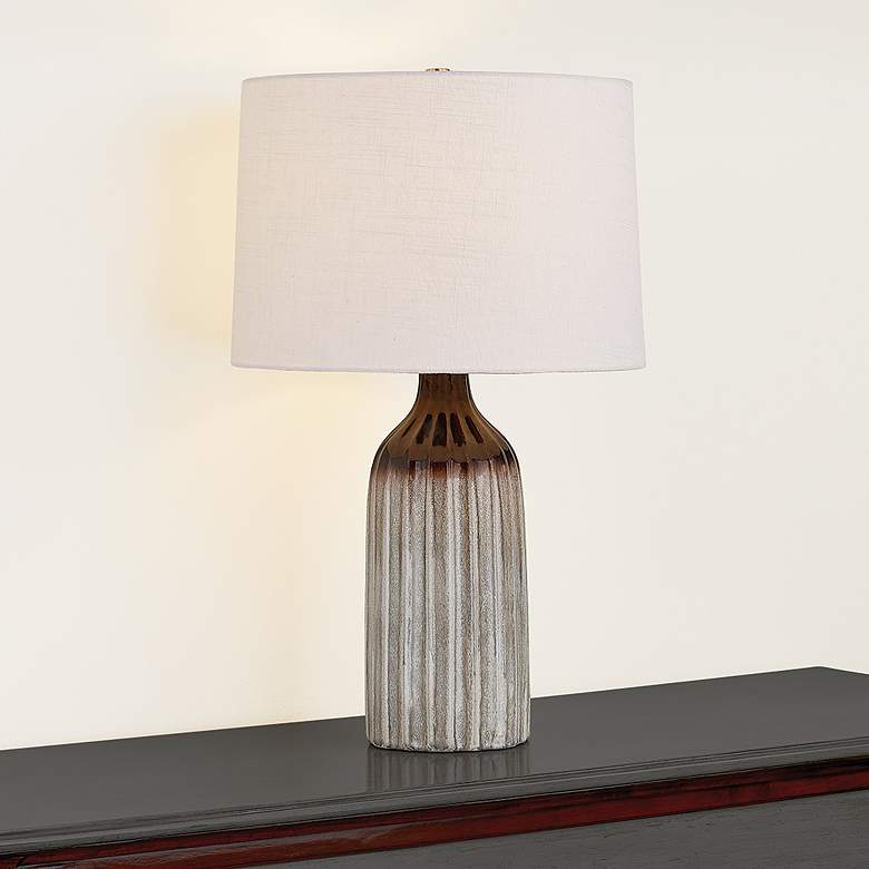 Image 1 Mitzi Raisa Table Lamp 16" in Aged Brass and Ceramic Affogato