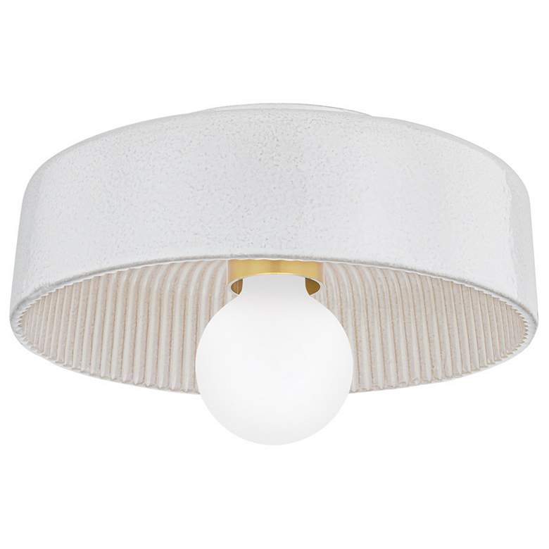 Image 1 Mitzi Ray 11" Wide White Ceramic Drum Ceiling Light