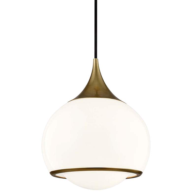 Image 2 Mitzi Reese 10" Wide Aged Brass and White Glass Modern Mini Pendant