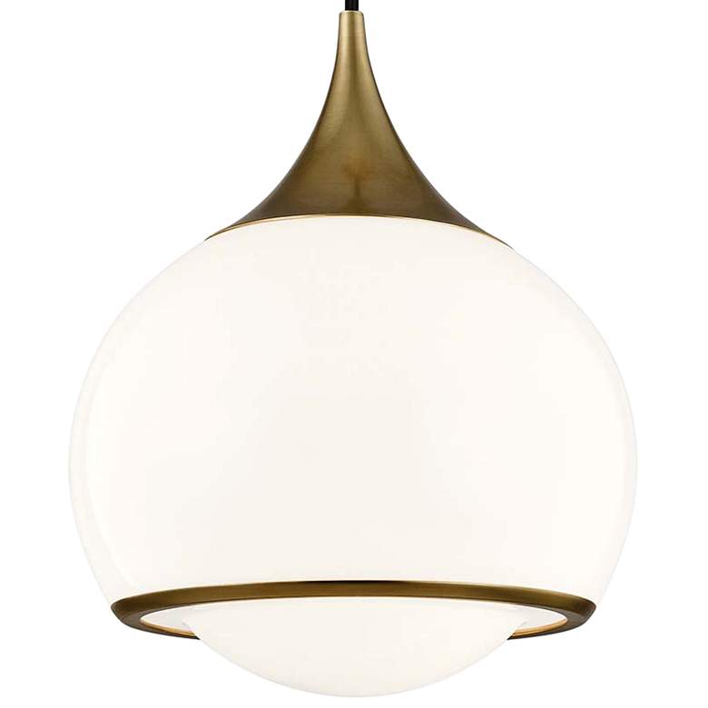 Image 3 Mitzi Reese 10" Wide Aged Brass and White Glass Modern Mini Pendant more views