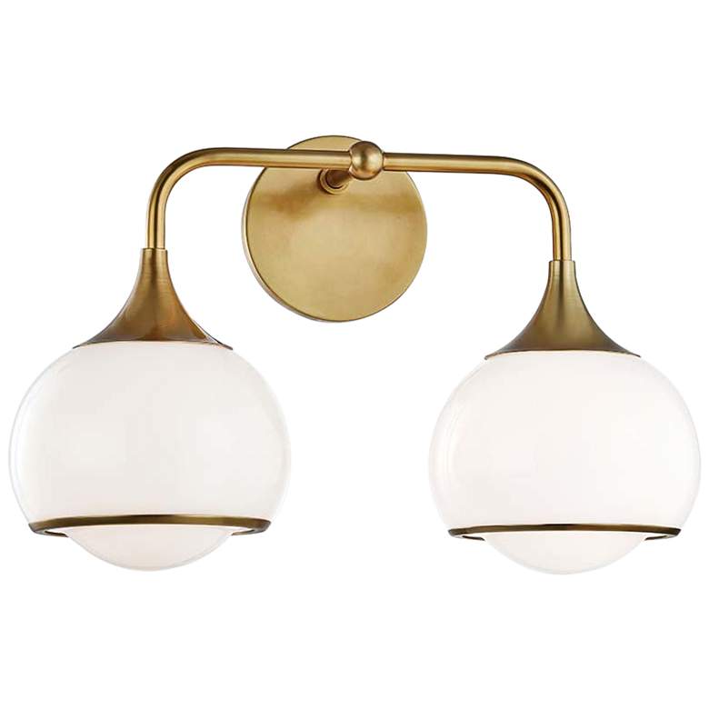 Image 1 Mitzi Reese 11 1/4 inch High 2-Light Aged Brass Wall Sconce