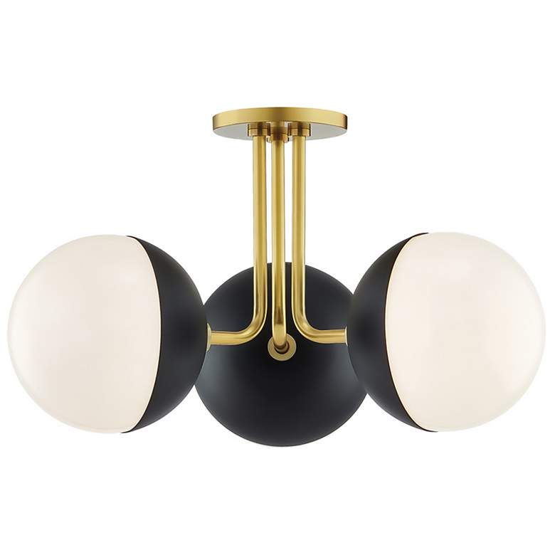 Image 1 Mitzi Renee 19.75" Wide Aged Brass/black 3 Light Semi Flush