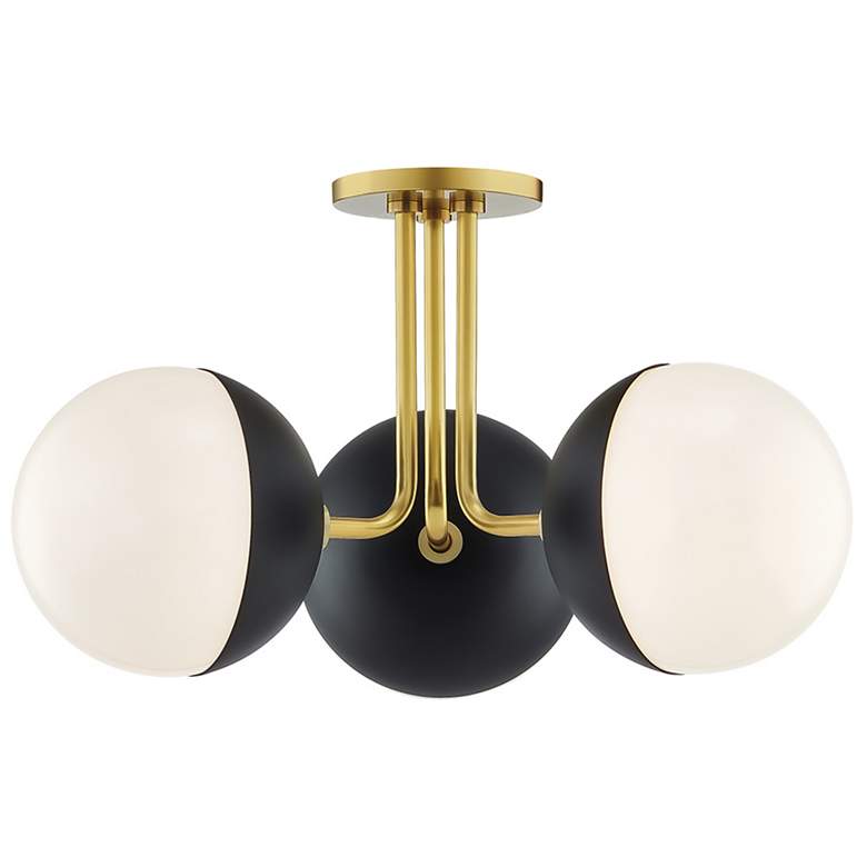 Image 1 Mitzi Renee 19.75 inch Wide Aged Brass/black 3 Light Semi Flush