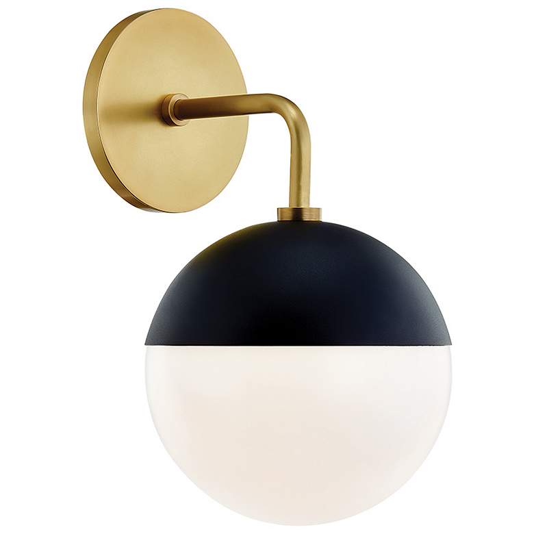 Image 1 Mitzi Renee 6.75" Wide Aged Brass/black 1 Light Wall Sconce