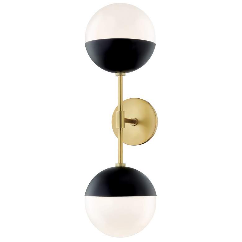 Image 1 Mitzi Renee 6.75 inch Wide Aged Brass/black 2 Light Wall Sconce