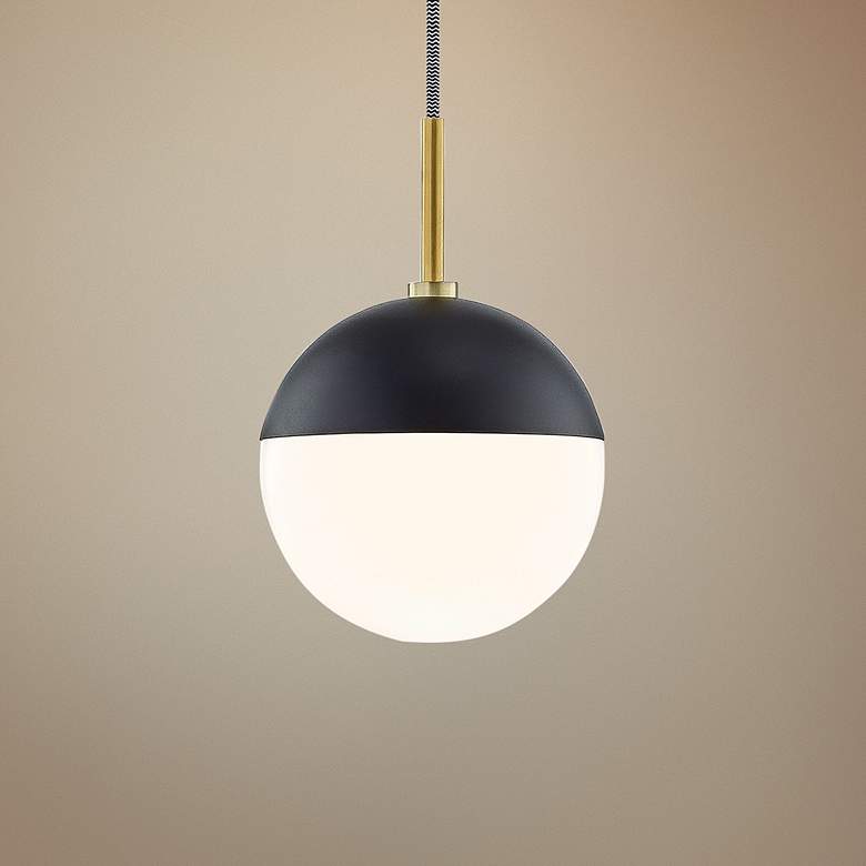 Image 1 Mitzi Renee 6 3/4" Wide Aged Brass and Black Mini Pendant
