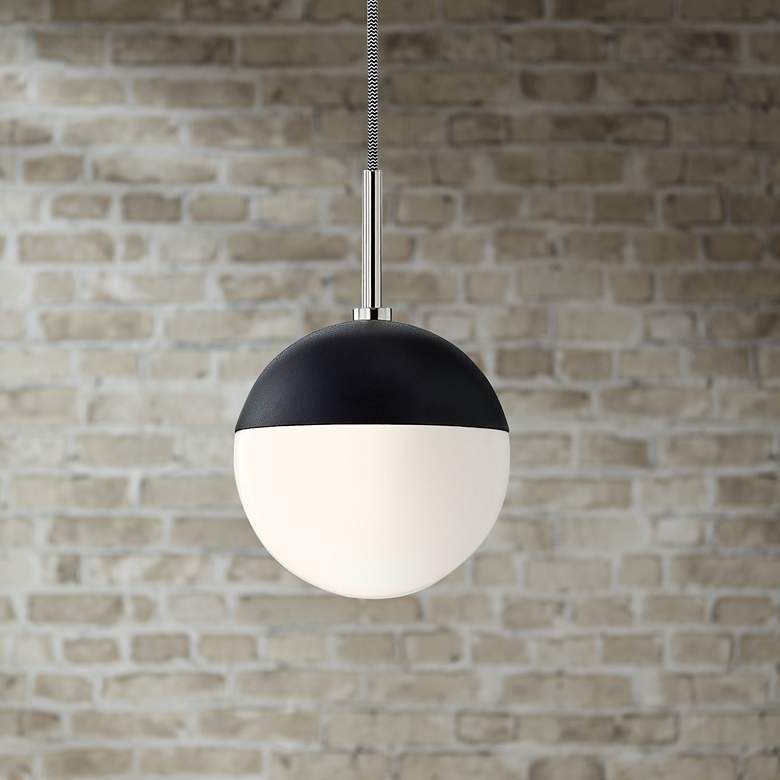 Image 1 Mitzi Renee 6 3/4"W Polished Nickel and Black Mini Pendant
