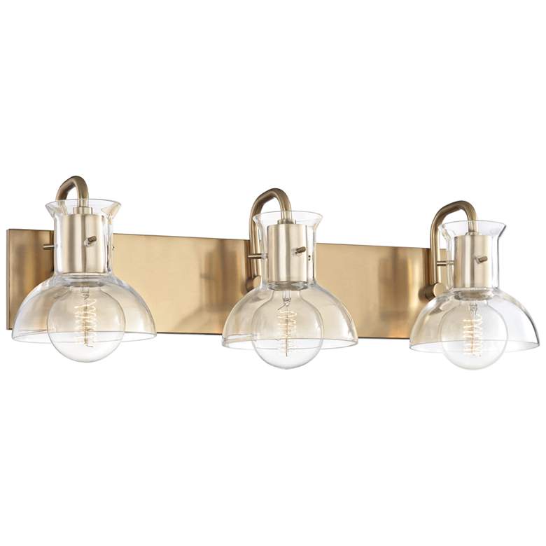 Image 2 Mitzi Riley 24 inch Wide Aged Brass 3-Light Bath Light