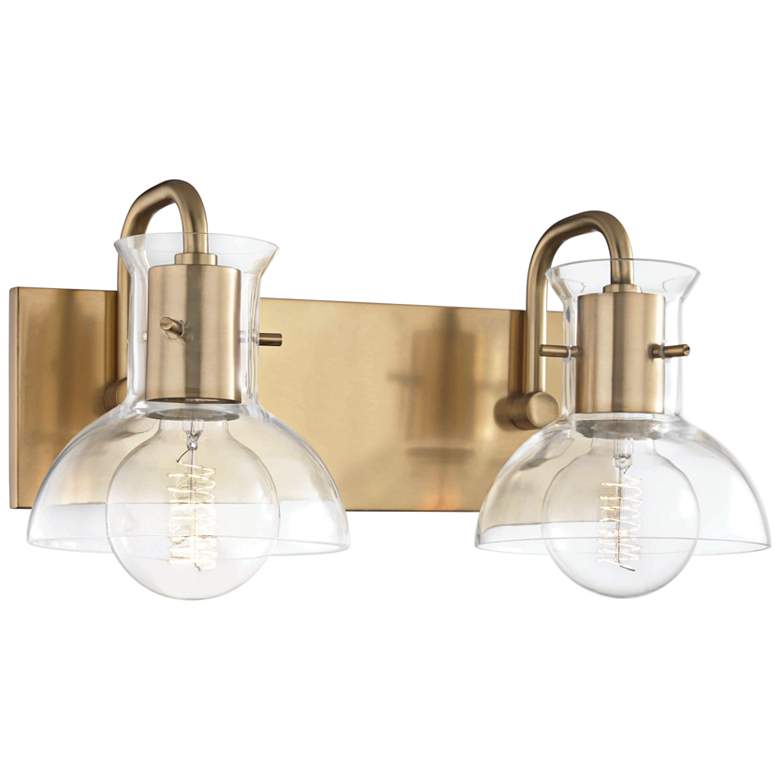 Image 2 Mitzi Riley 7" High Aged Brass 2-Light Wall Sconce