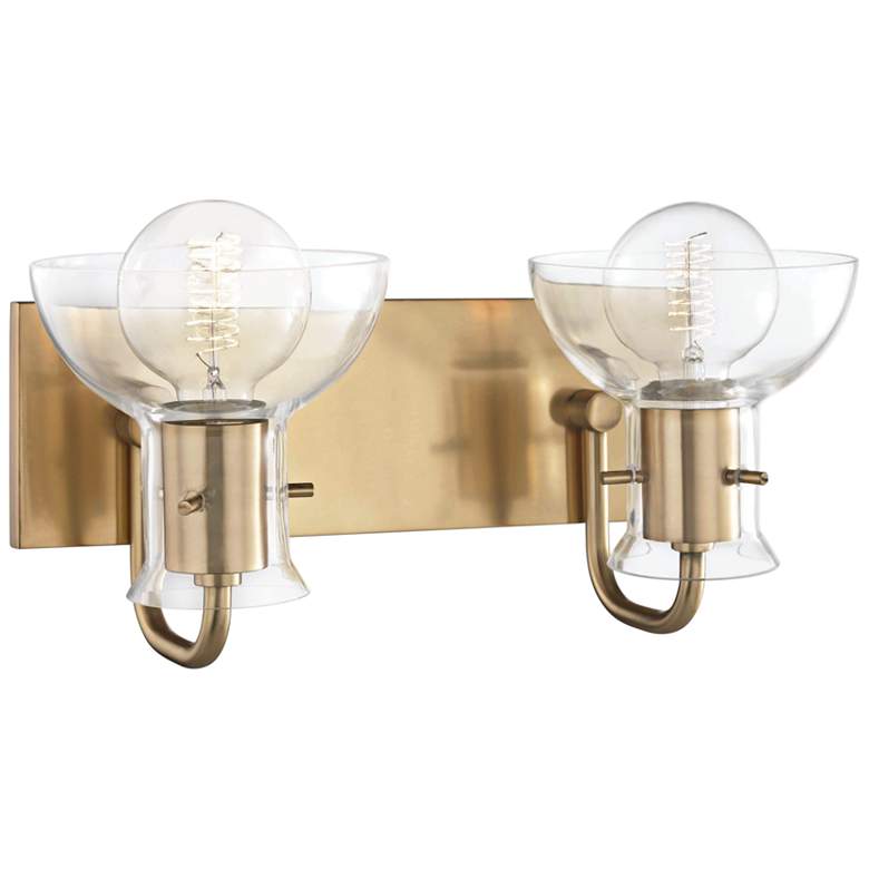 Image 4 Mitzi Riley 7" High Aged Brass 2-Light Wall Sconce more views