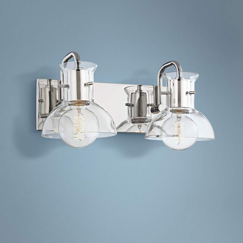 Image 1 Mitzi Riley 7" High Polished Nickel 2-Light Wall Sconce
