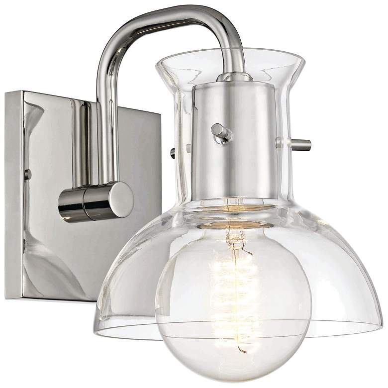 Image 1 Mitzi Riley 8" High Polished Nickel Wall Sconce