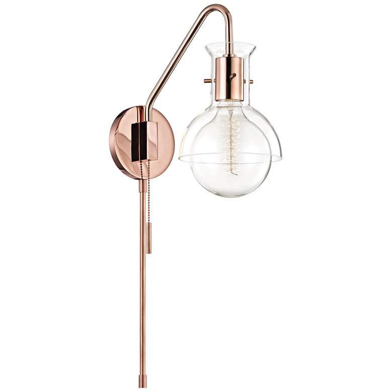 Mitzi Riley Polished Copper Clear Glass Swing Arm Wall Lamp