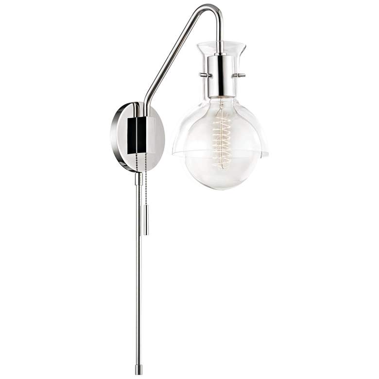 Image 1 Mitzi Riley Polished Nickel Clear Glass Swing Arm Wall Lamp
