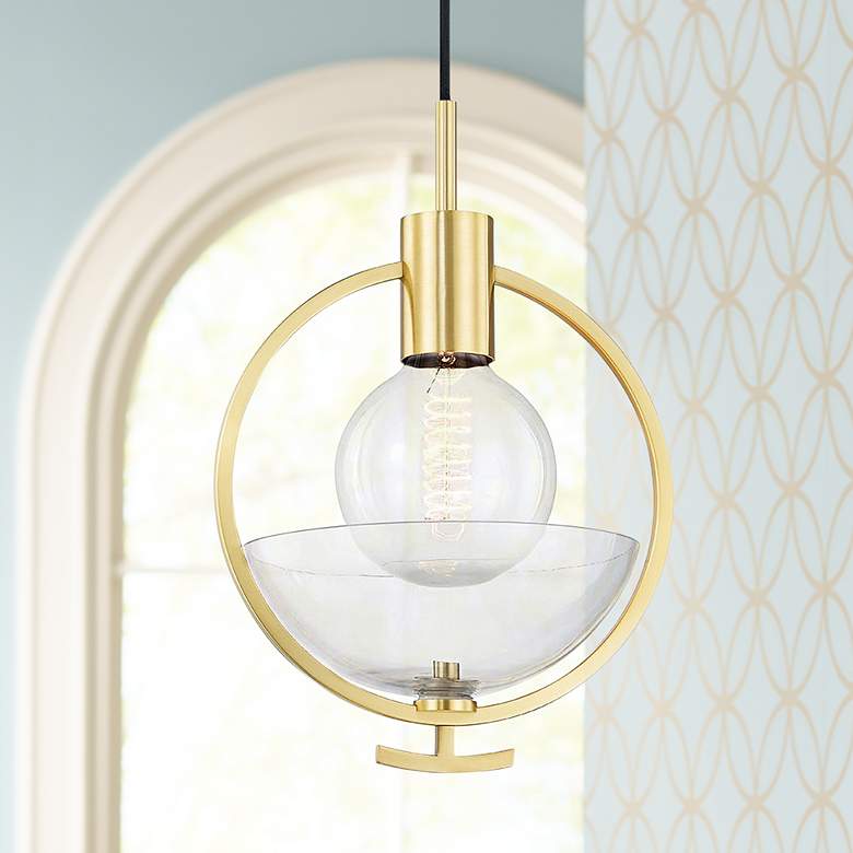 Image 1 Mitzi Ringo 8 3/4 inch Wide Aged Brass Mini Pendant Light