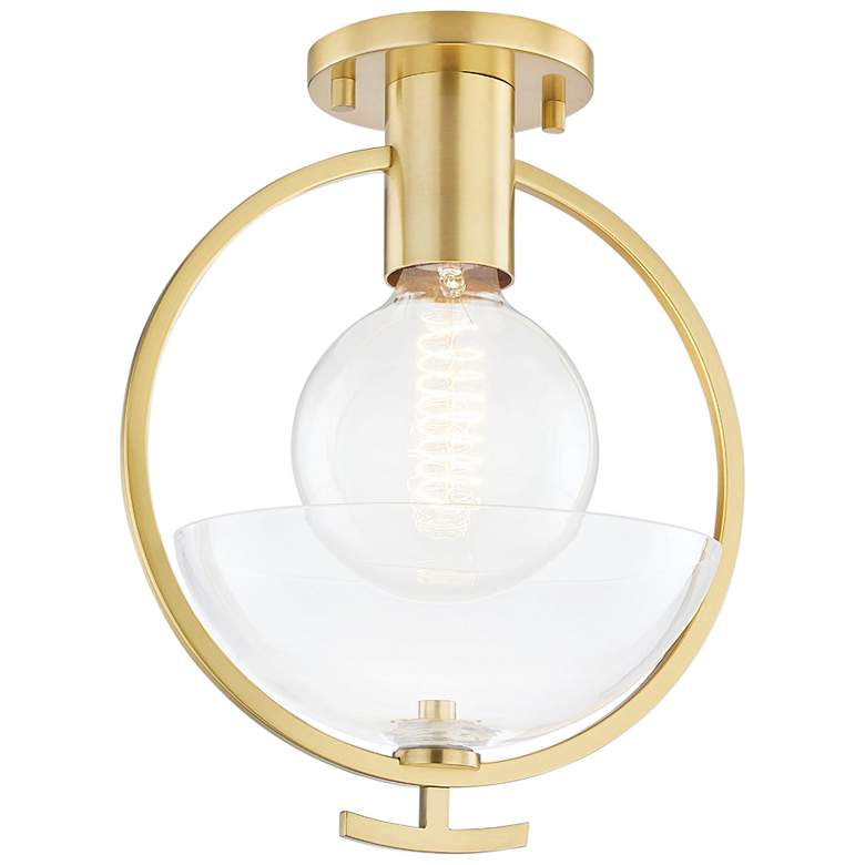 Image 1 Mitzi Ringo 9" Wide Aged Brass Ceiling Light w/ Clear Glass