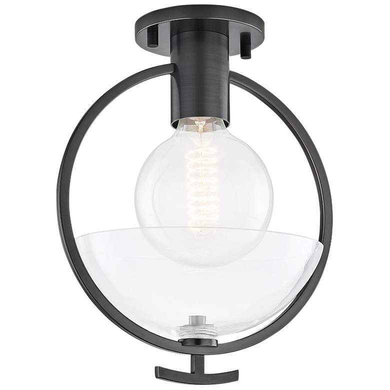 Image 1 Mitzi Ringo 9" Wide Old Bronze Ceiling Light w/ Clear Glass