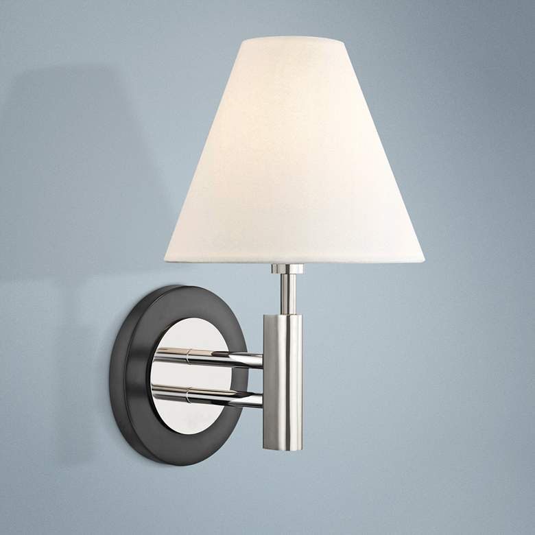Image 1 Mitzi Robbie 12 inch High Polished Nickel and Black Wall Sconce