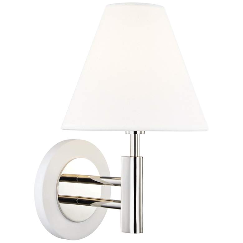 Image 1 Mitzi Robbie 12 inch High Polished Nickel and White Wall Sconce