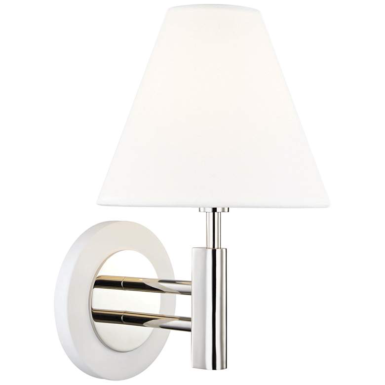 Image 1 Mitzi Robbie 12" High Polished Nickel and White Wall Sconce