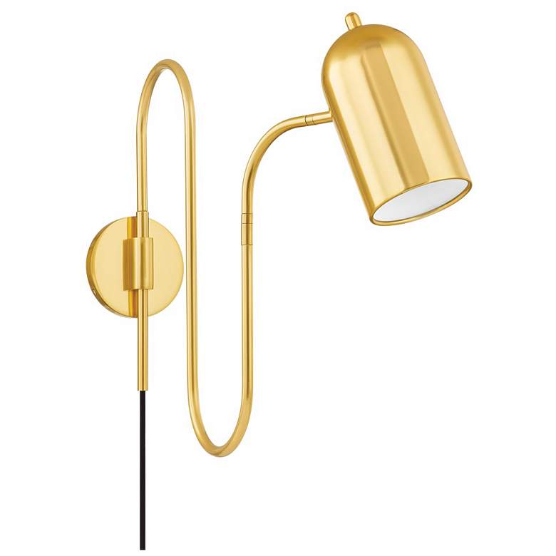 Image 1 Mitzi Romee 4.75 in. Aged Brass Plug-In Sconce