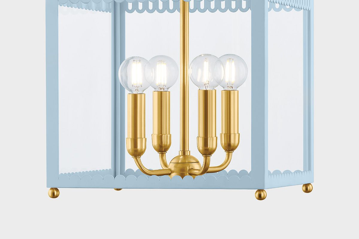 Image 2 Mitzi Rosalie 13.25 In 4 Lt Lantern Aged Brass/Soft Arctic Blue more views