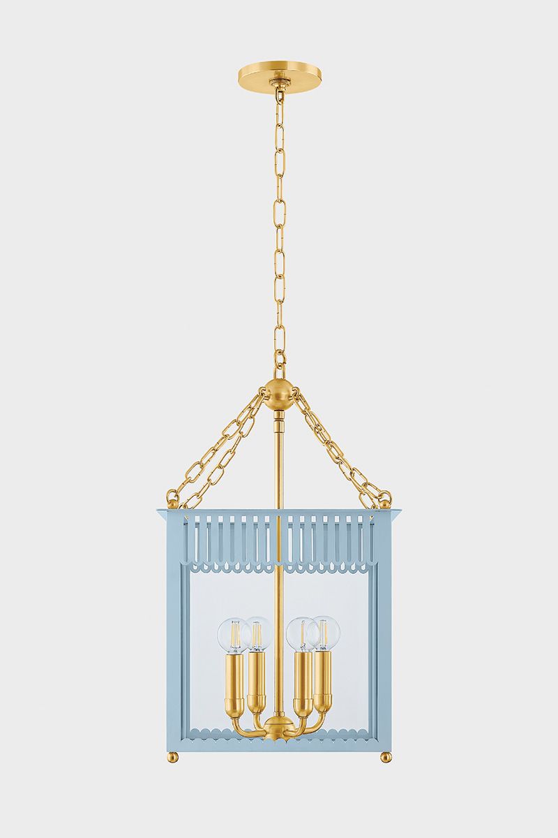 Image 3 Mitzi Rosalie 13.25 In 4 Lt Lantern Aged Brass/Soft Arctic Blue more views