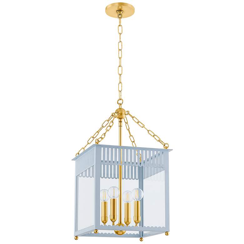 Image 1 Mitzi Rosalie 17.25 In 4 Lt Lantern Aged Brass/Soft Arctic Blue