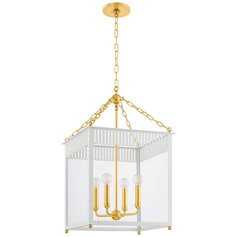 Image 1 Mitzi Rosalie 17.25 In 4 Lt Lantern Aged Brass/Soft Cream